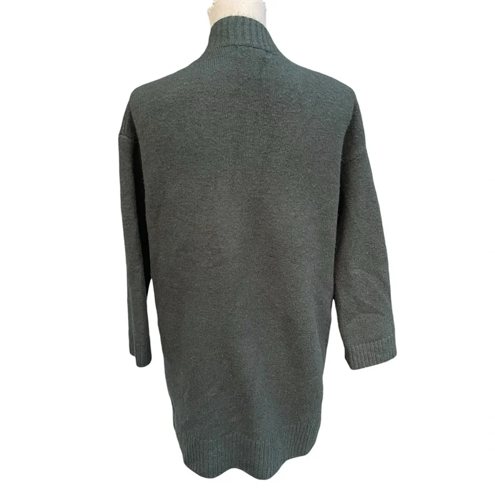 Oak + Fort Forest Green Mid-Length Button Up Cardigan Sweater (S) - Picture 8 of 14